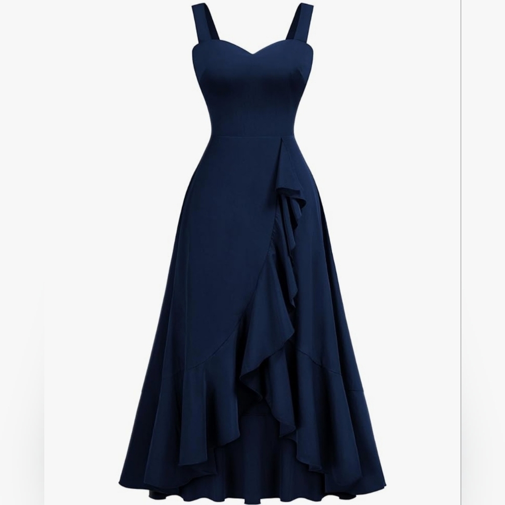 Miusol Navy Blue Ruffle Dress